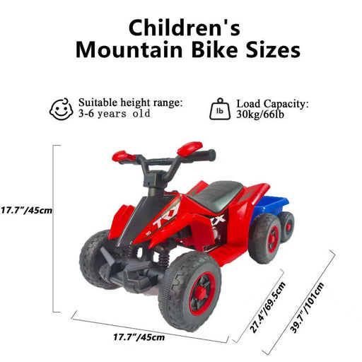 6V Kids Electric ATV With Headlights, Mp3, USB & Volume Control, 4 Wheel Ride-On Vehicle - Red Daily Nest