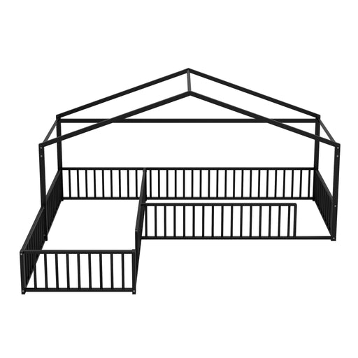 L-Shaped Montessori Bed For 2 Kids With Partitioned Fence Hearth and Haven