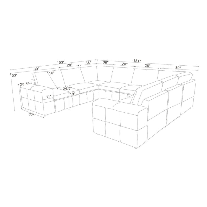 Modern Sectional Sofa With Large Square Arms Home Essentials