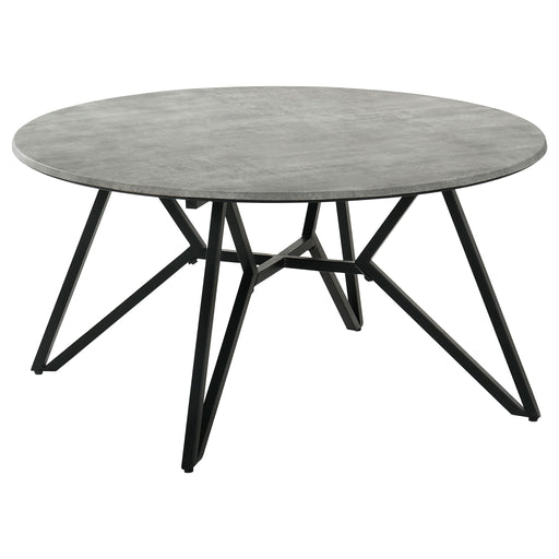 Travis - Round Top Coffee Table With Hairpin Legs - Gray / Black Furniture Max