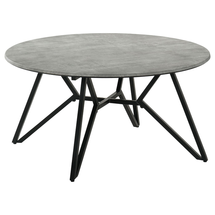 Travis - Round Top Coffee Table With Hairpin Legs - Gray / Black Furniture Max