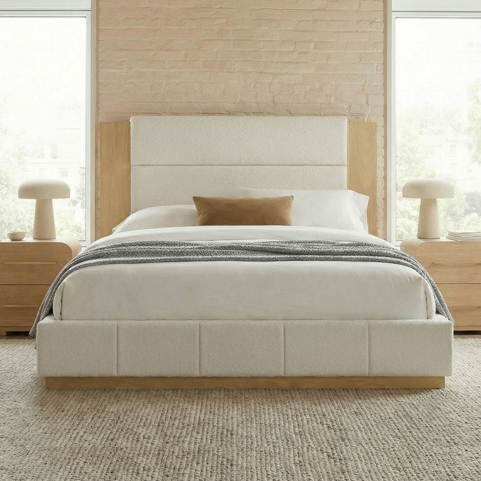 Modern Upholstered Platform Bed With Extended Headboard Hearth and Haven