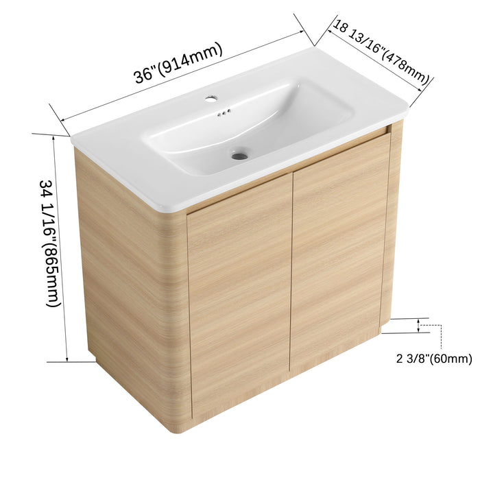Freestanding Bathroom Vanity With Sink & 2 Soft Close Doors Home Essentials
