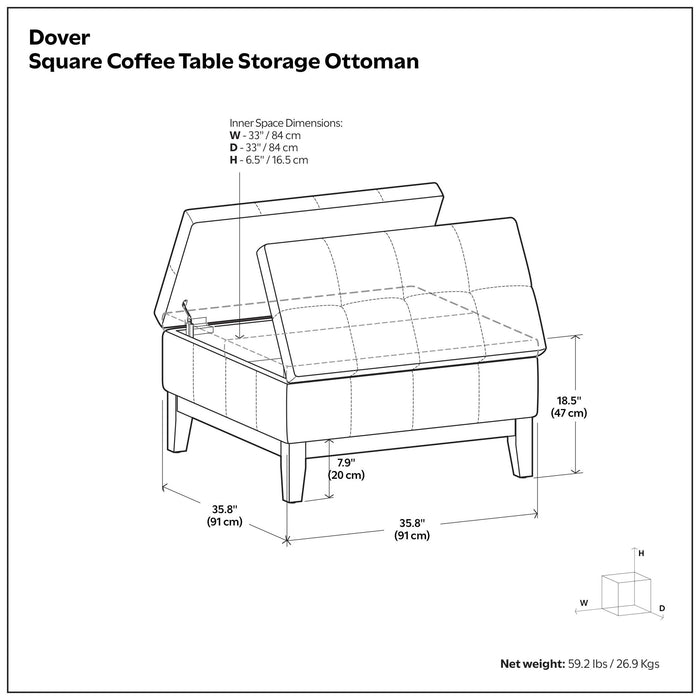 Dover - Multifunctional Lift Top Coffee Table Storage Ottoman Simpli-Home