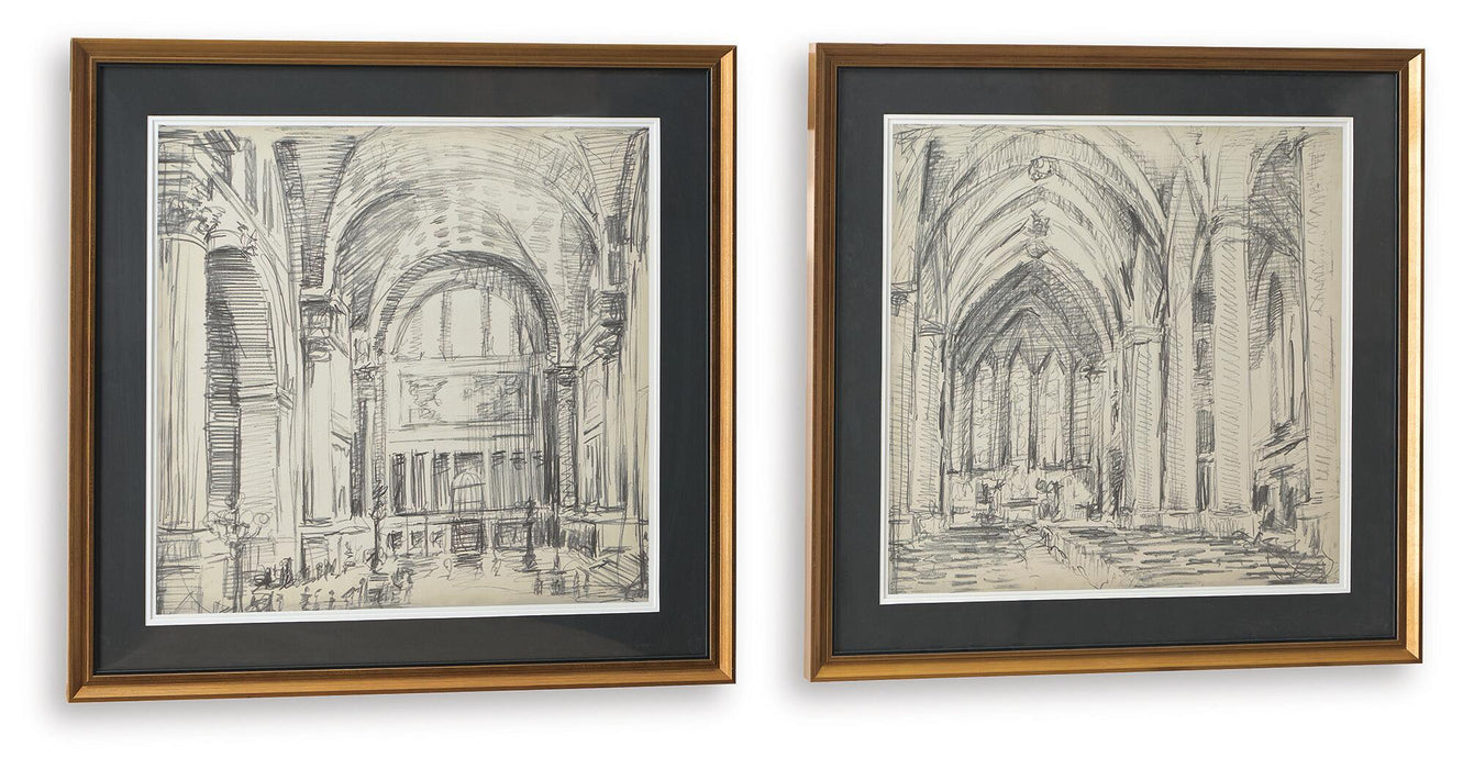 Downyard - Wall Art Set (Set of 2) - Black / Beige Signature Design by Ashley®