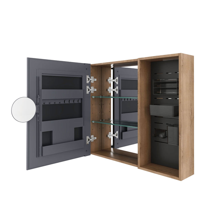 Wall Mounted Bathroom Cabinet, Adjustable Shelves Storage Cabinet - Imitative Oak Home Essentials
