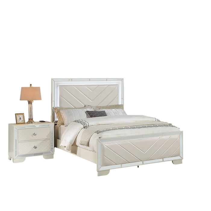 1 Piece Eastern King Size Upholstered Headboard And Footboard With Built In LED Lights Home Essentials
