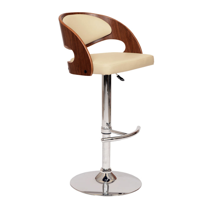 Swivel Low Back Adjustable Height Bar Chair - Cream / Brown