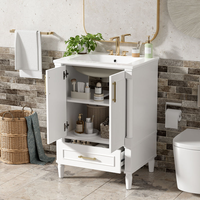 Bathroom Vanity With Ornate French Cylinder Legs, Soft Close Drawer Hearth and Haven