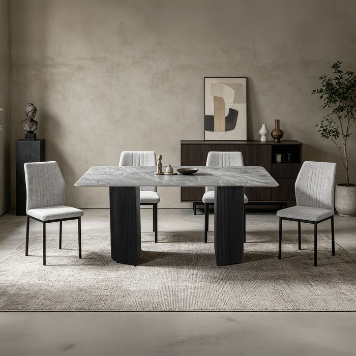 Leander - Dining Table With Ceramic Top - Gray & Black ACME
