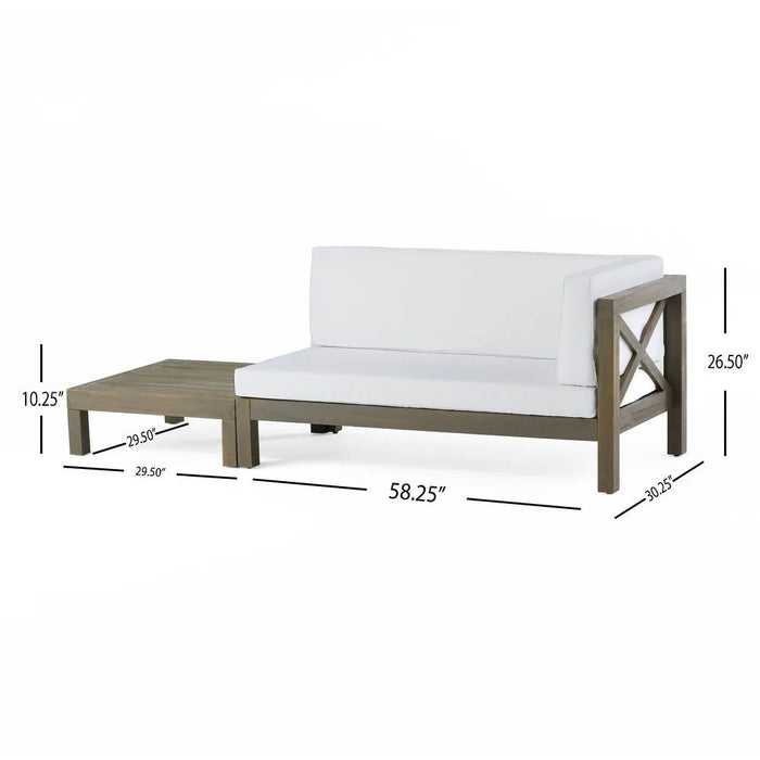 Brava X - Back Corner Bench - R With Coffee Table, White