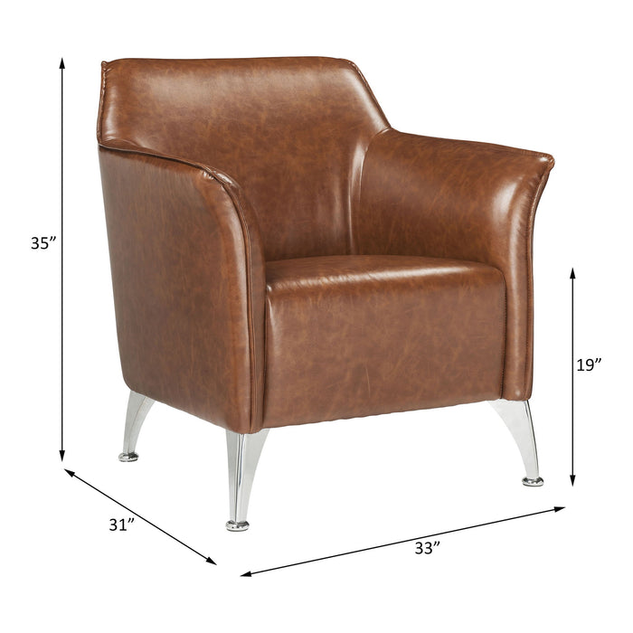 Teague - Accent Chair - Brown Synthetic Leather ACME