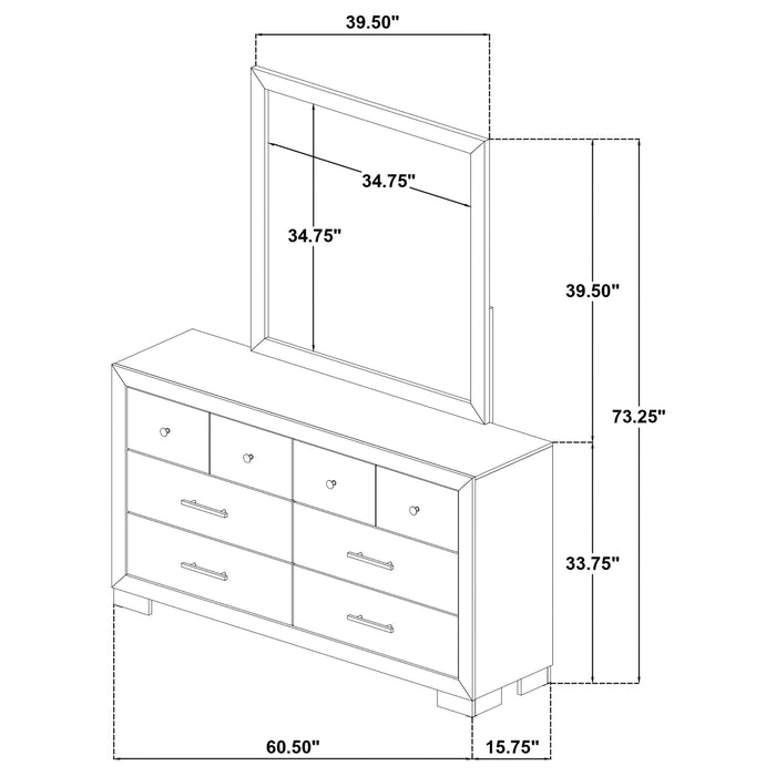 Merritt - 6 Drawer Dresser With Mirror - Light Oak Furniture Max