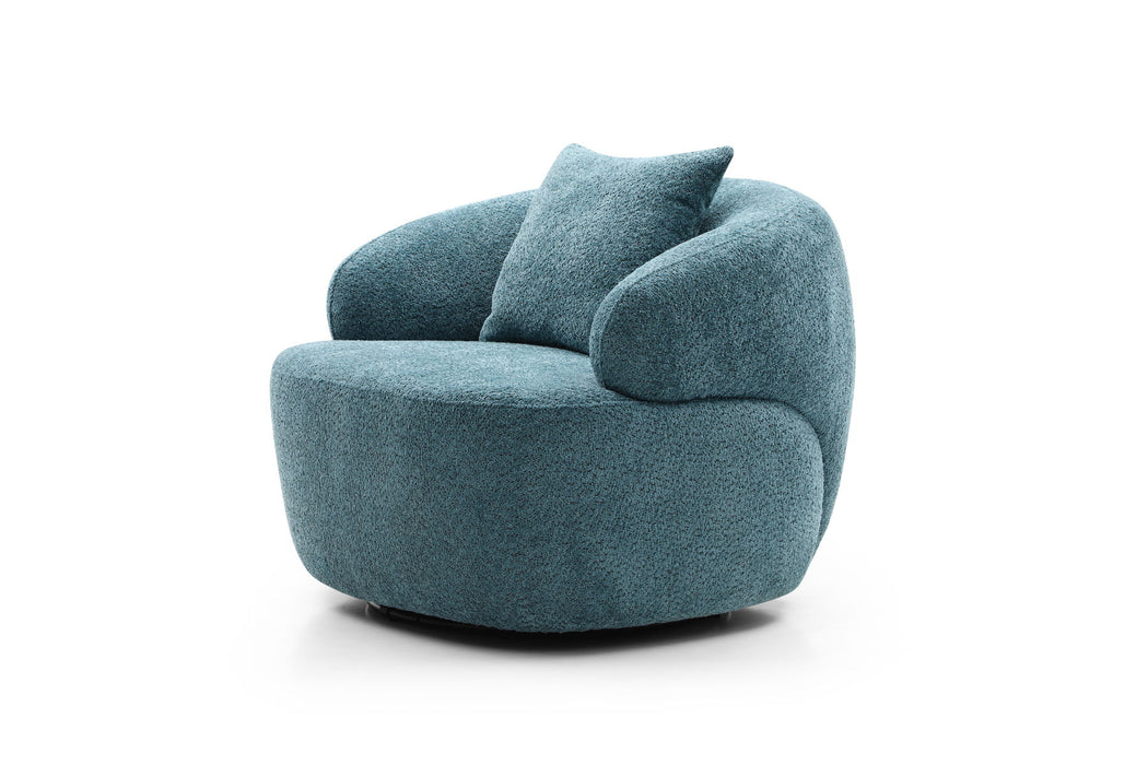 360В° Swivel Mid Century Modern Curved Sofa, 1 - Seat Cloud Couch Boucle Sofa Fabric Couch, Blue