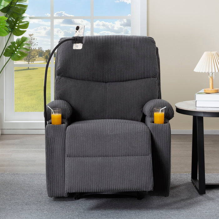 Adjustable Manual Recliner, Ergonomic Lounge Chair With Phone Holder And 2 Cup Holders Home Essentials