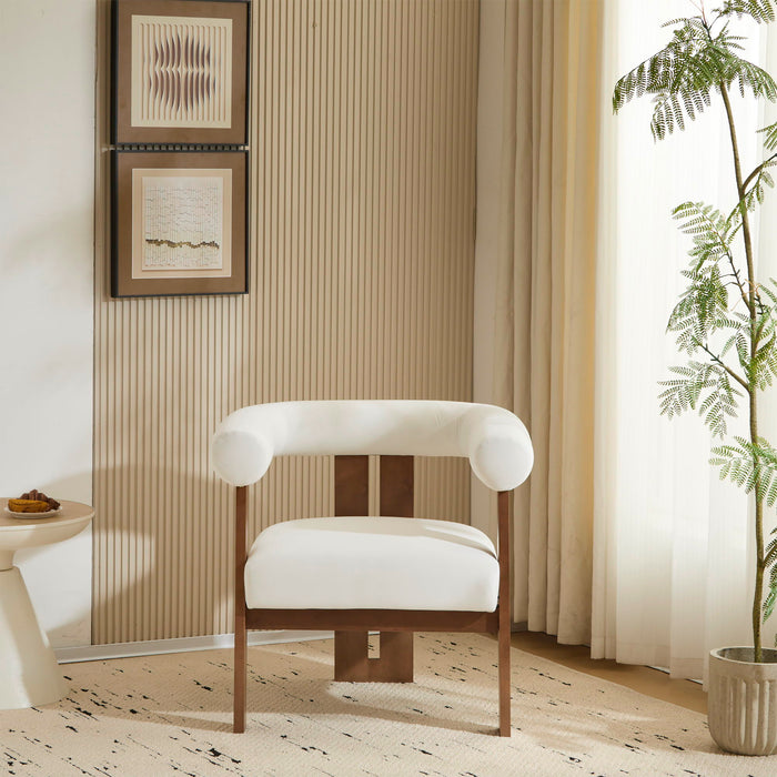 Modern Upholstered Round Arm Accent Chair With Velvet Upholstery