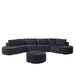 Modular Sectional Sofa With 6 Pillows And 4 Curved Footstools For Living Rooms - Black Home Essentials