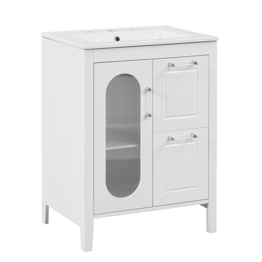 Modern Bathroom Vanity With Sink, Cabinet With 2 Drawers And Door, Adjustable Shelf Hearth and Haven