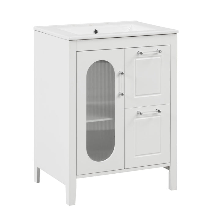 Modern Bathroom Vanity With Sink, Cabinet With 2 Drawers And Door, Adjustable Shelf Hearth and Haven