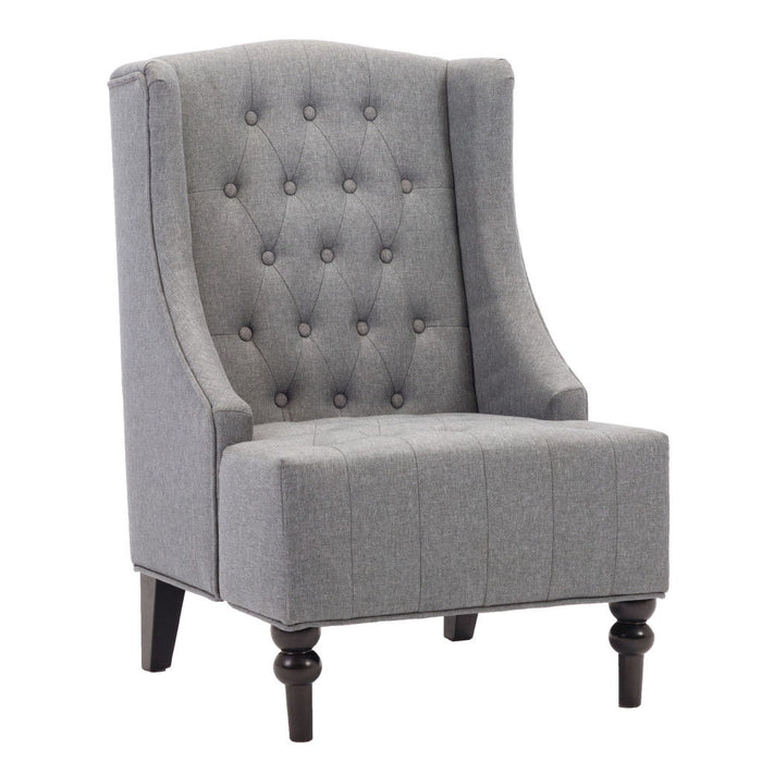 Upholstered Wingback Accent Chair - Gray And Black