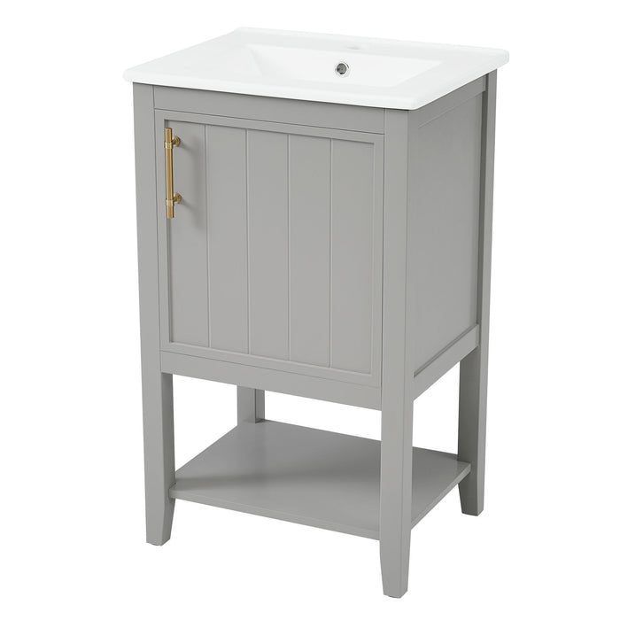 Modern Bathroom Vanity With Sink, Soft-Closing Door And Open Shelf Hearth and Haven