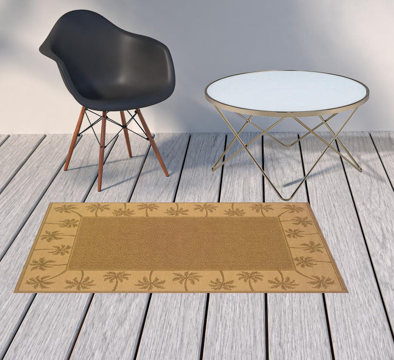 2' X 4' Stain Resistant Outdoor & Indoor Area Rug - Tan