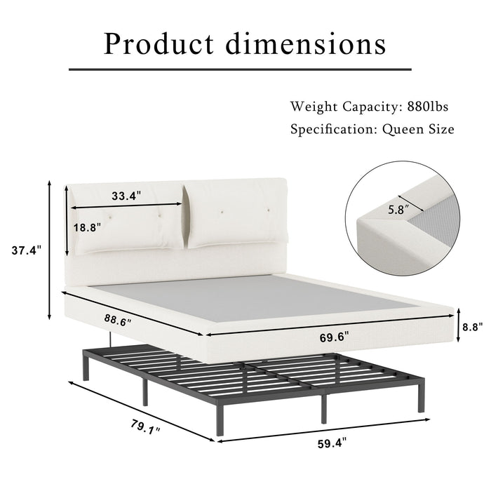 Airframe - Upholstered Bed Frame With Double Layered Upholstered Headboard Home Essentials