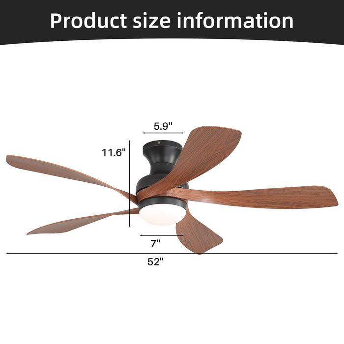 52" Ceiling Fan With 3 Color Dimmable LED Light, DC Reversible Motor, 6 Speed Settings Daily Nest