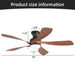52" Ceiling Fan With 3 Color Dimmable LED Light, DC Reversible Motor, 6 Speed Settings Daily Nest