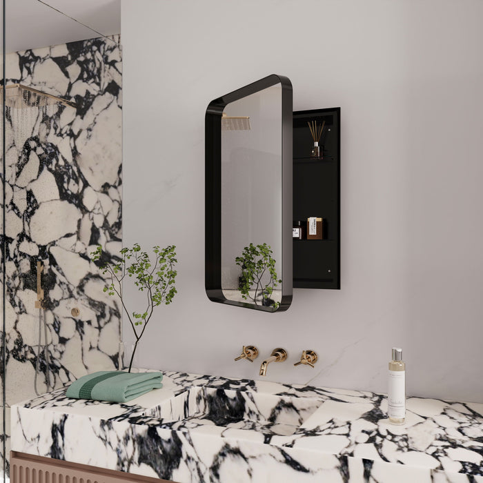 Recessed Metal Framed Medicine Cabinet With Mirror And Adjustable Shelves Wall Mirror With Storage For Bathroom