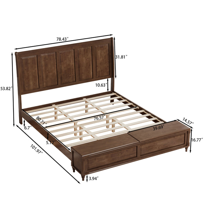 Sleigh Bed Frame With Tall Headboard And Storage Bench Home Essentials