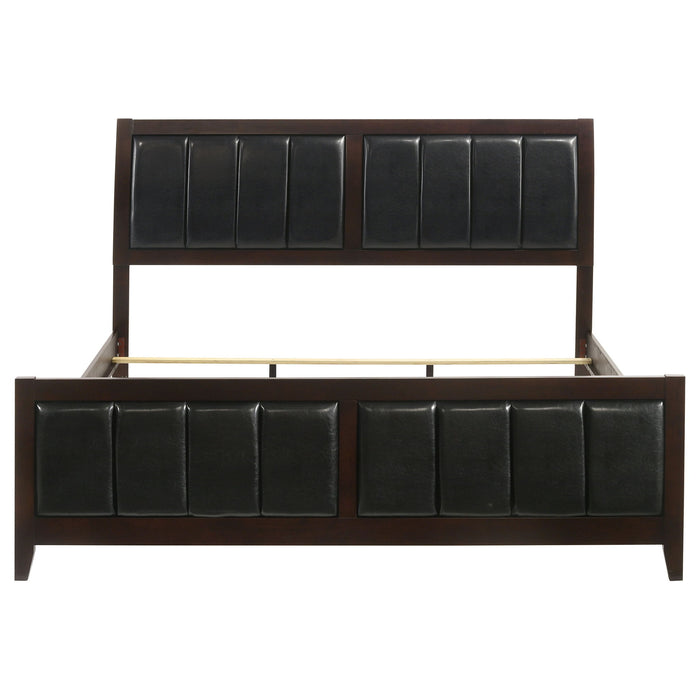 Eastern King Panel Bed With Upholstered Headboard And Footboard - Cappuccino Furniture Max