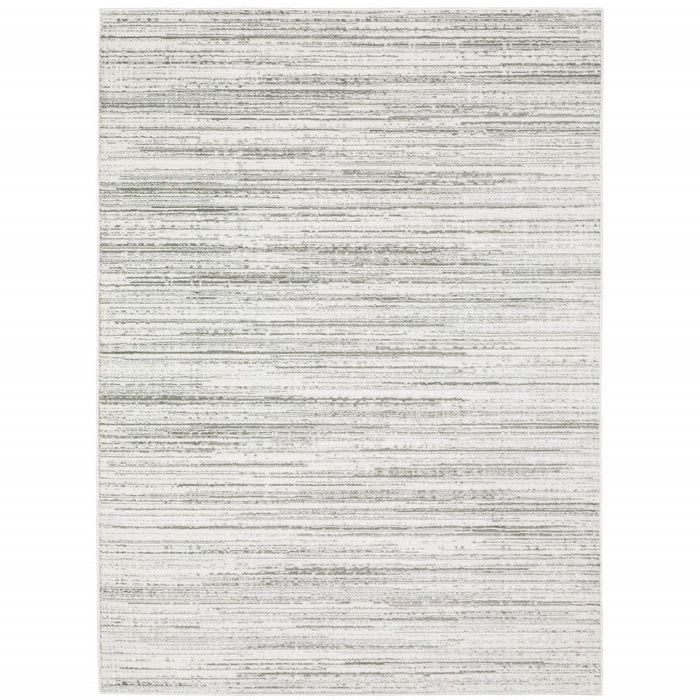 Abstract Power Loom Stain Resistant Area Rug - White And Grey - 6' X 9'
