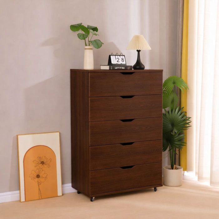 Modern 5 Drawer Dresser With Wheels Home Essentials