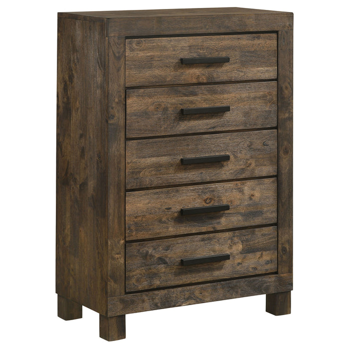 Bren - 5 Drawer Chest With Handles And Block Legs - Rustic Furniture Max