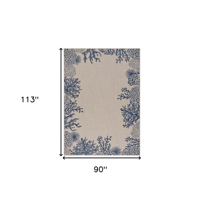 8' X 9' Indoor & Outdoor Area Rug - Blue / Gray