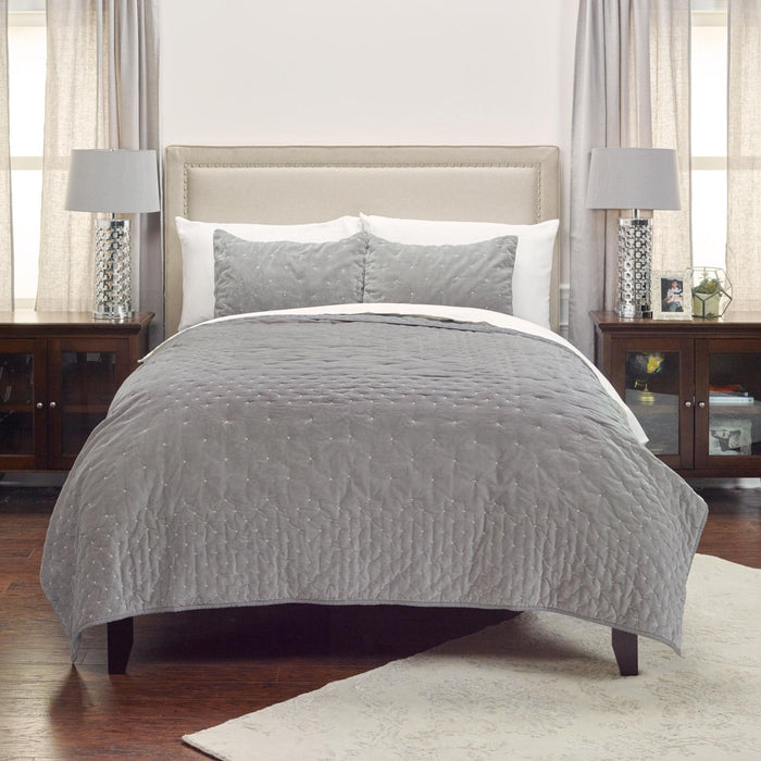 Queen Cotton 300 Thread Count Dry Clean Only Down Alternative Comforter - Gray