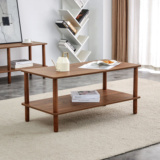 Modern 2 Tier Coffee Table With Open Storage Shelf For Living Room Home Essentials