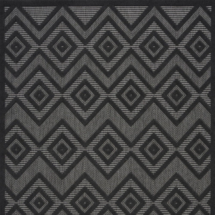 5' X 7' Argyle Indoor / Outdoor Area Rug - Charcoal Black