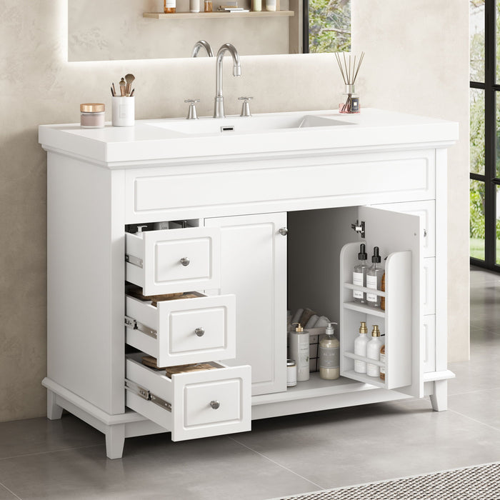 Bathroom Vanity & Sink, 6 Soft Close Drawers & Double Doors - White Noble House