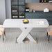 Rectangle Dining Table, Stretchable, X Shape Legs - White Home Essentials