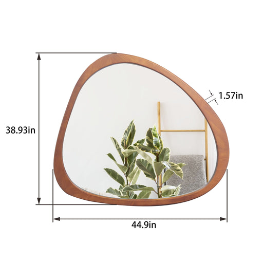 Asymmetrical Wall Mirror Wooden Framed Mirror Large Sized Dressing Mirror, For Living Room, Bedroom, Bathroom, Hallway Or Entry Way - Natural Wood Daily Nest