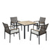 5 Piece Patio Dining Table Set, Acacia Wood Table Top With Umbrella Hole Home Essentials