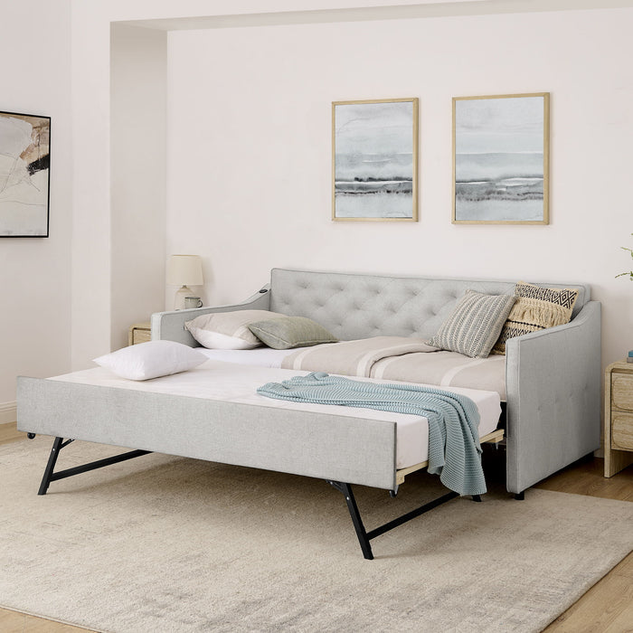 Daybed With Pop Up Trundle And USB Charging Armrest Home Essentials