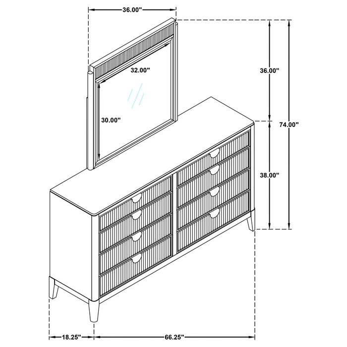 Ennis - 8 Drawer Dresser With Mirror - Black Furniture Max