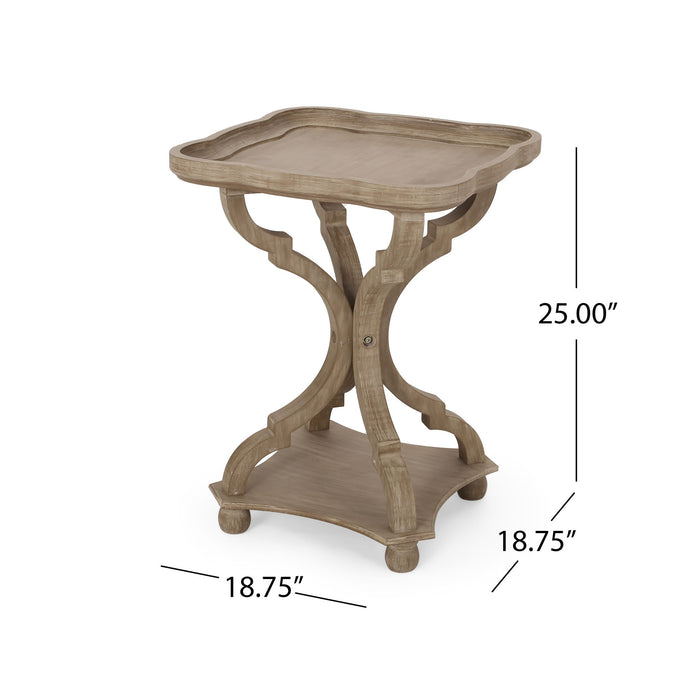 French Country Accent Table With Hourglass Design - Natural Noble House
