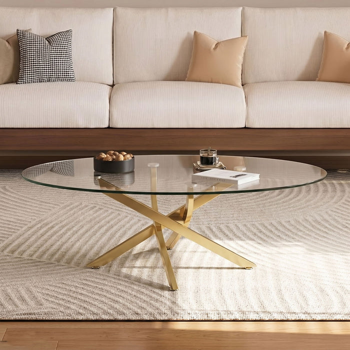 Oval Coffee Table For Living Room - Gold Home Essentials
