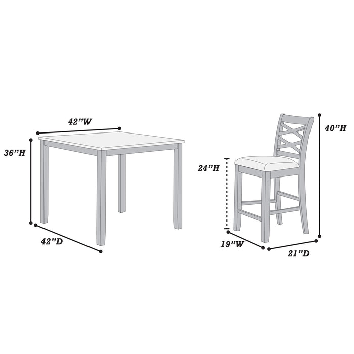 Dining Table Set With 4 Cross Back Chairs, Upholstered Cushions - Charcoal Home Essentials
