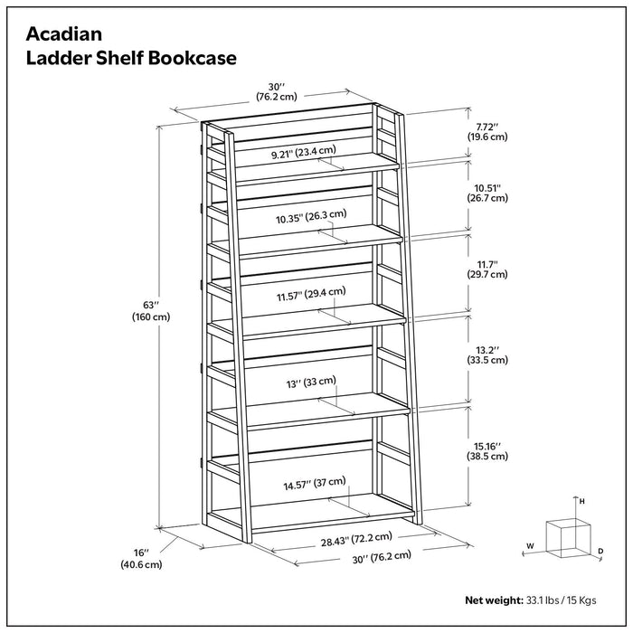 Acadian - Handcrafted Ladder Shelf Bookcase Simpli-Home