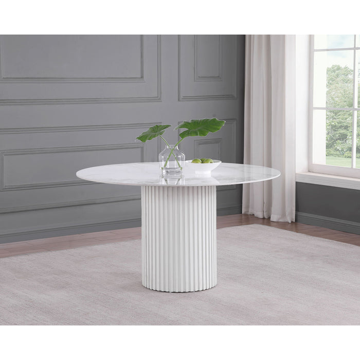 Quincy - Round Dining Table - White Marble Furniture Max